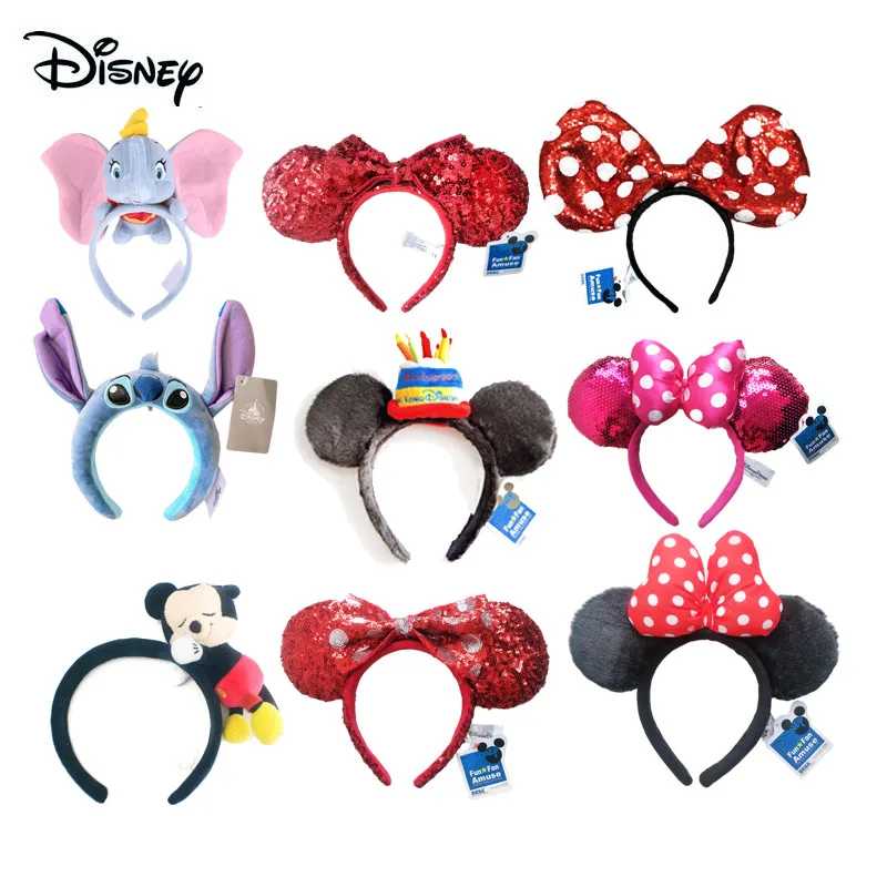 Disney Plush Animal Headband Mickey Sequin EARS COSTUME Hallowmas Headband Cosplay Plush Gift plush mouse doll girls Hair band