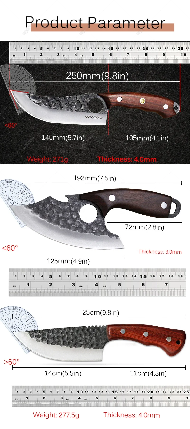 Ручной кованый нож для обвалки мяса
