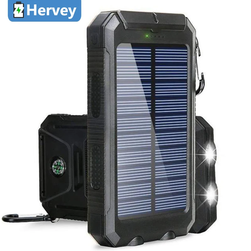 80000mAh Solar Power Bank Водонепроницаемое портативное зарядное устройство Цифровой