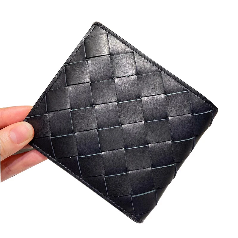 

Простой однотонный кошелек из натуральной кожи с несколькими отделениями для карт, складной короткий Портативный кошелек унисекс