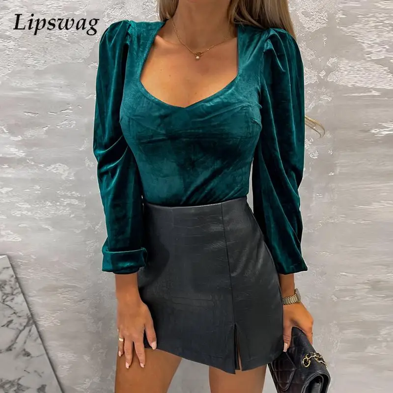 

Модная блузка с длинным рукавом, рубашки, Женский Повседневный пуловер с длинным рукавом, топы, Офисная Женская привлекательная бархатная б...