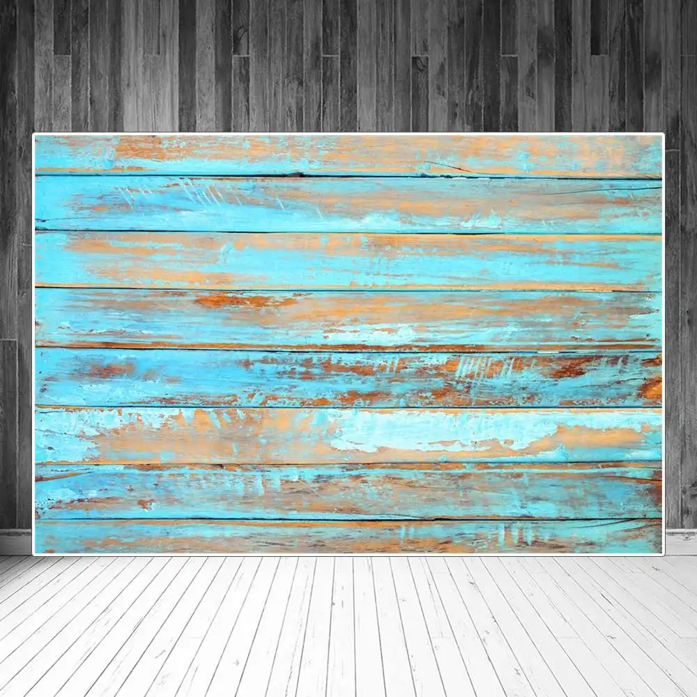 

Grunge Blue Wooden Boards Photography Backdrops Decoration Fade Color Planks Wall Floor Sign Photocall Photo Backgrounds Props