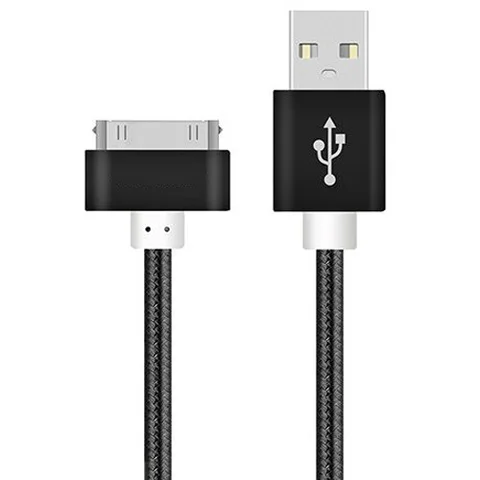 Кабель USB, для iPhone 4, 4s, iPad 2, 3, iPod, Нейлоновый, в оплетке, 30-контактный металлический разъем, поддержка быстрой зарядки, передачи данных