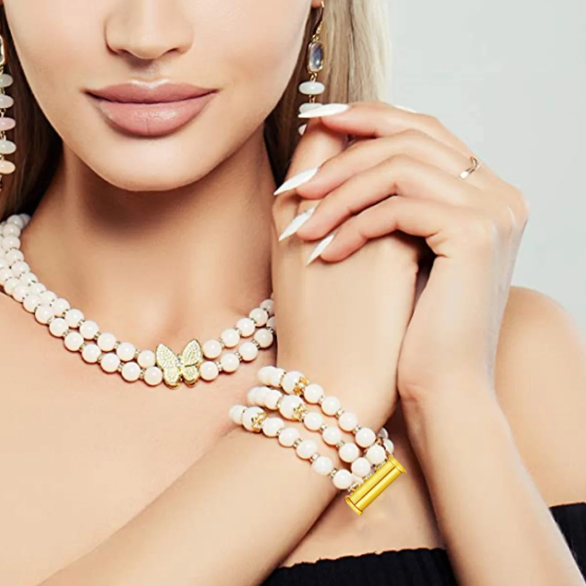 

8 Pcs Layered Necklace Clasp Pearl Necklaces DIY Necklace Connector Pearl Bracelets Pearl Buckle Jewelry Necklace Spacer Clasp