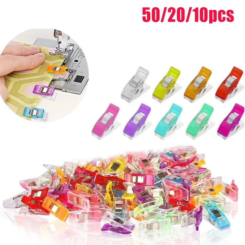 

20/50pcs Plastic Sewing Clips Multipurpose Colorful Clamp Crafting Crocheting Knitting Binding Sewing Clip for DIY Quilting Tool