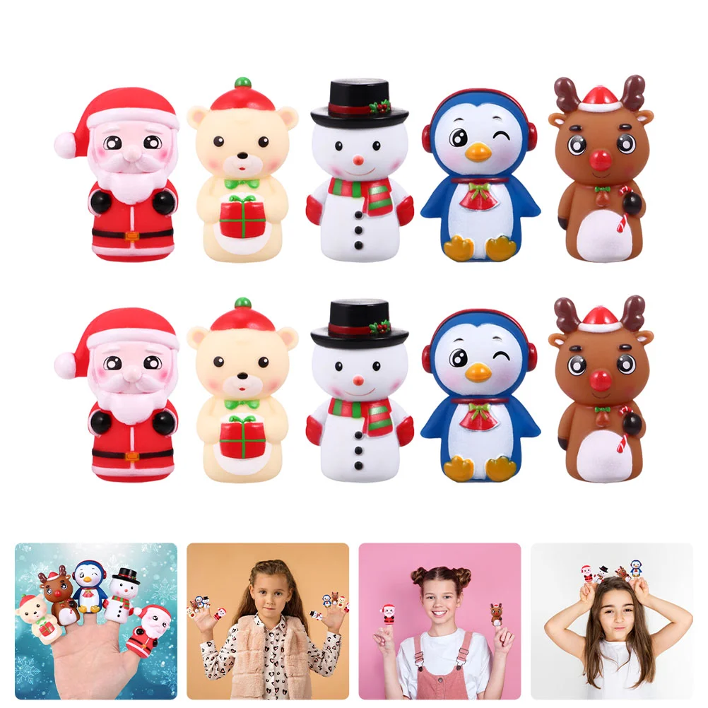 

Finger Puppets Hand Puppet Kids Christmas Toyscartoon Snowmantoddlers Toy Family Bulk Interactive Bath Mini Claus Goodie