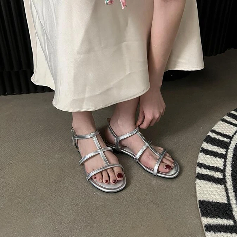 Новинка 2023 женские сандалии-гладиаторы дизайнерская обувь на низком каблуке