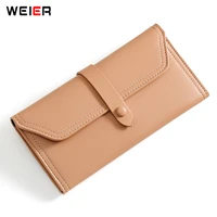 fashion solid color women wallets long clamshell design pu leather card holder ladies coin purse brand clutches wallet female