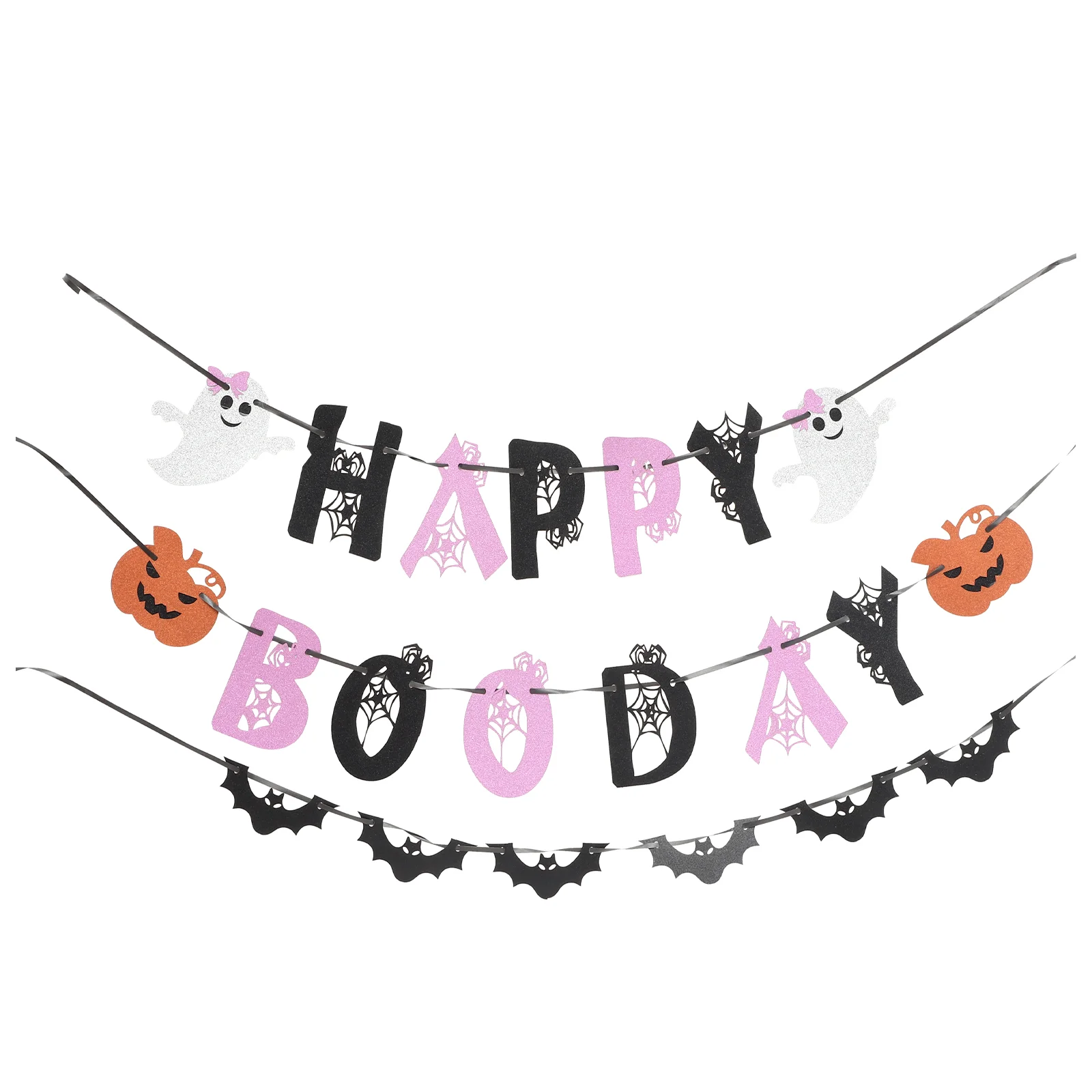 

Banner Hanging Garland Happy Bunting Party Flag Decor Ghost Mantle Or Treat Trick Banners String Glitter Fireplace Holiday