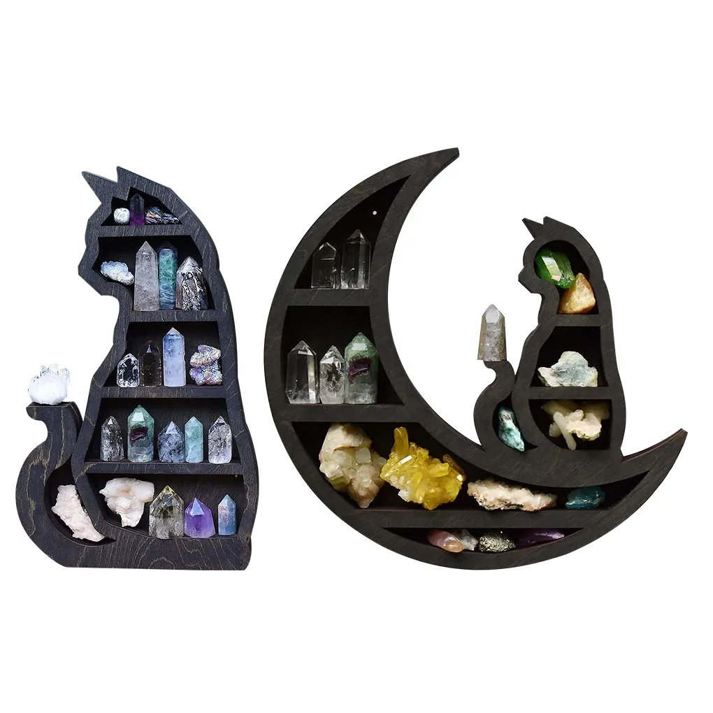 

Wood Crystal Rack Rustic Display Shelf Decor Jewelry Storage Indoor Living Room Bedroom Organizer Housewarming Gifts