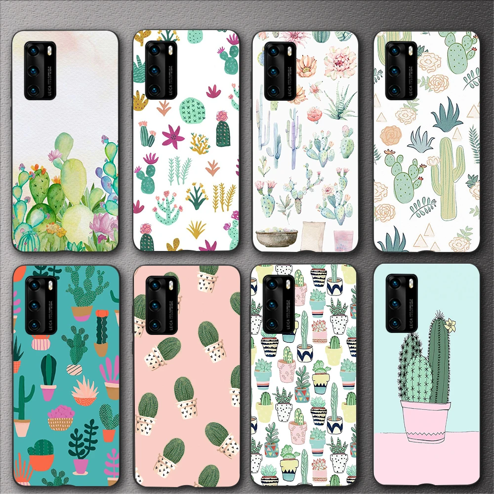 

Cactus Plant Phone Case for Huawei P30 P40 P20 Lite P50 Pro P10 Mate 20 30 40 Mate 10 Lite Pro P Smart 2021 Soft TPU Back Cover