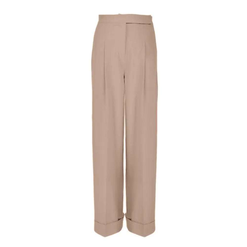 

Summer Women's Wide Leg Pants Loose High Waist Casual Trousers Slant Pockets Woman Korean Style Straight Pants Office Streetwear