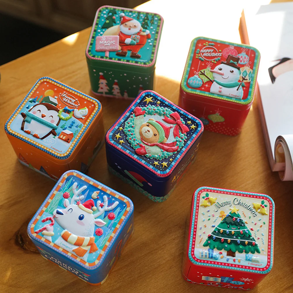 

1 Pc Christmas Candy Box Biscuits Tinplate Storage Organizer Storage Tank for Dinner Event Wedding