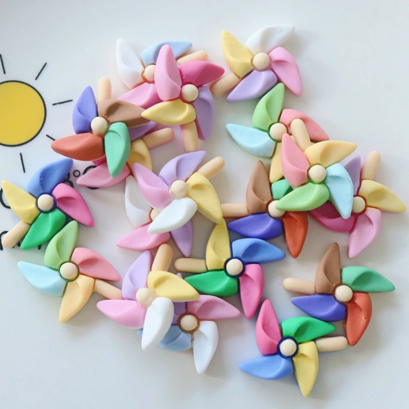 

10Pcs New Cute Mini Cartoon Mixed Color Windmill Flatback Resin Cabochons Scrapbook Diy Party Jewellery Decor Crafts Accessories