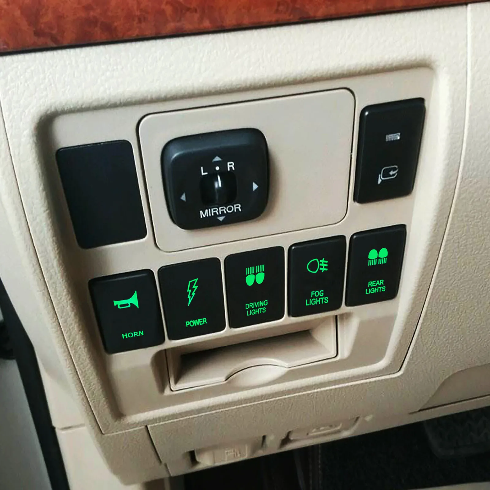 Momentary Push Switch GARAGE OPENER for Toyota Prado150 200 Cruiser 2015 Hilux GUN HiAce RAV4 12V 3A OEM (ON) OFF Green images - 6