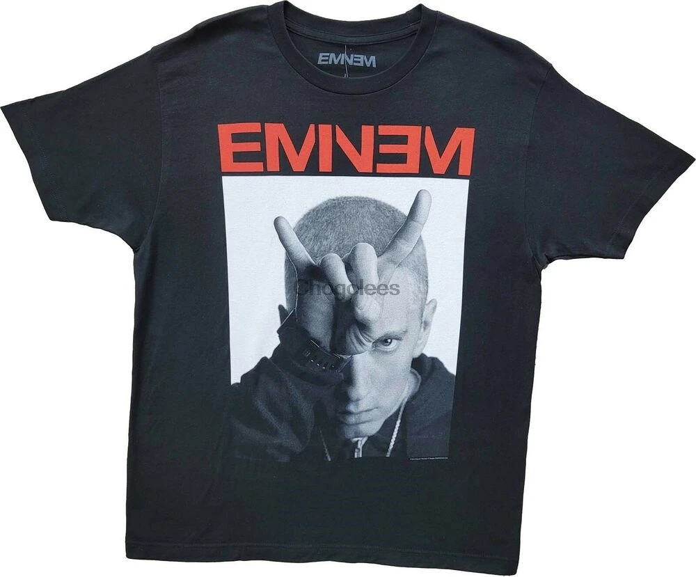 Новинка Мужская тонкая черная футболка Eminem в стиле хип-хоп с рогами рэп-рэпера -