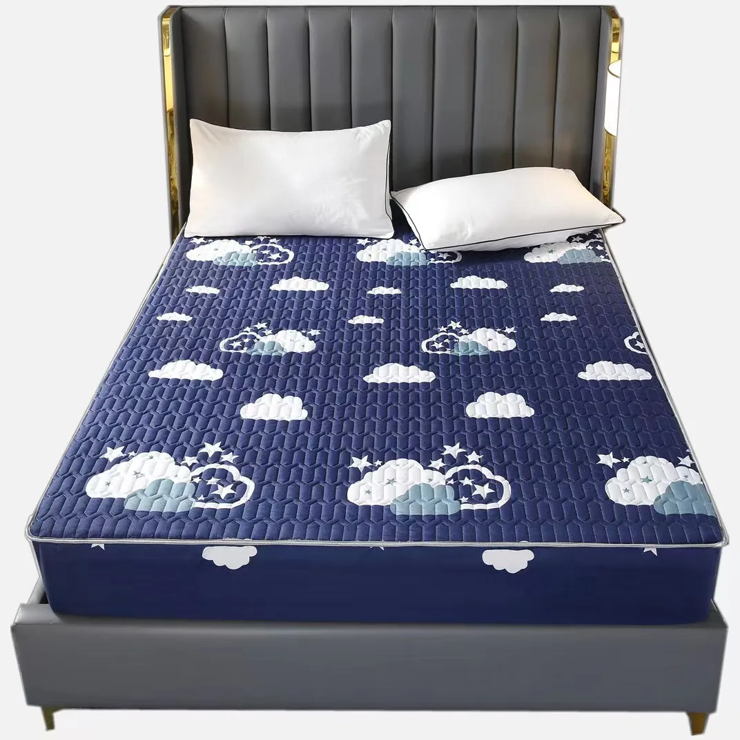 

ZHENXISUSI Polyester Mattress Cover Thick Quilted Fitted Bed Sheet Non-slip Fashion Printed Bedding Queen King Sheets Dust Cover
