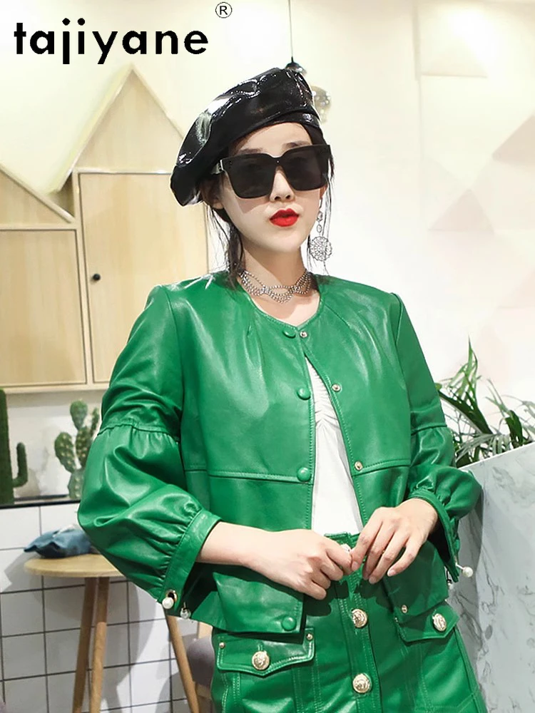 Женская кожаная куртка Tajiyane Куртки из натуральной овечьей шкуры одежда в