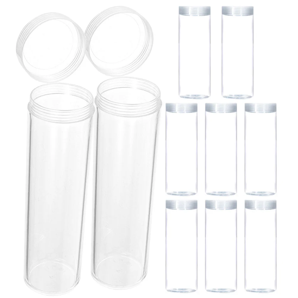 

10 Pcs Coin Holder Tubes Clear Protectors All Coins Plastic Holders Dispenser Collection Collecting