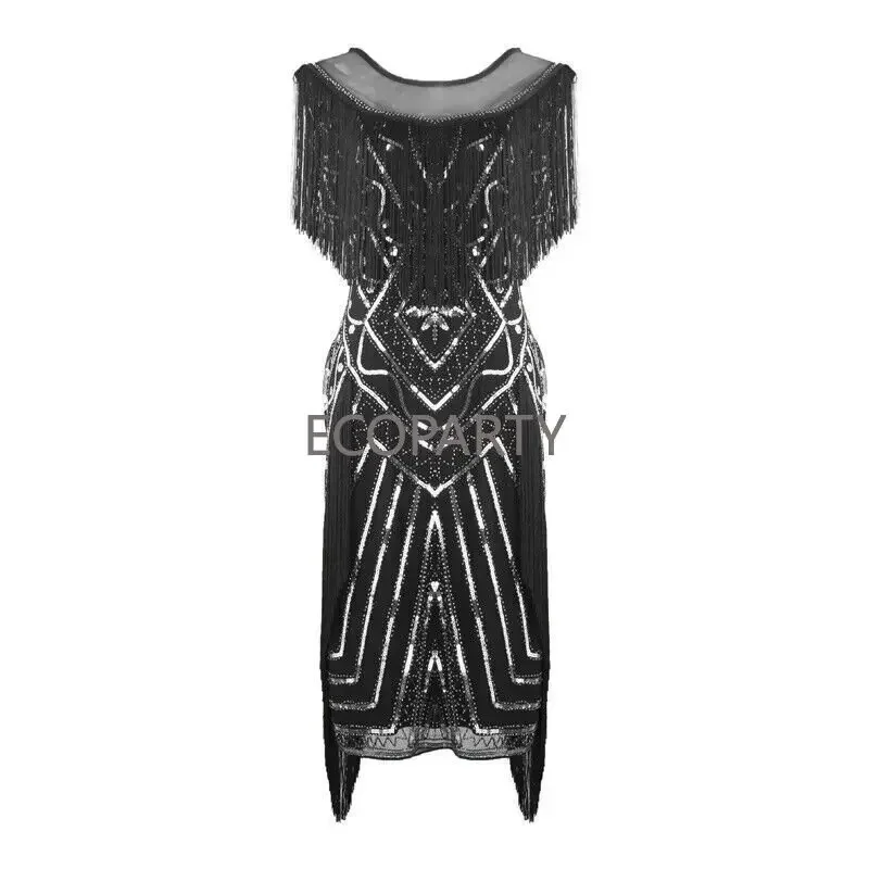 Винтажное вечернее платье 1920-х годов Великий Гэтсби с круглым вырезом без