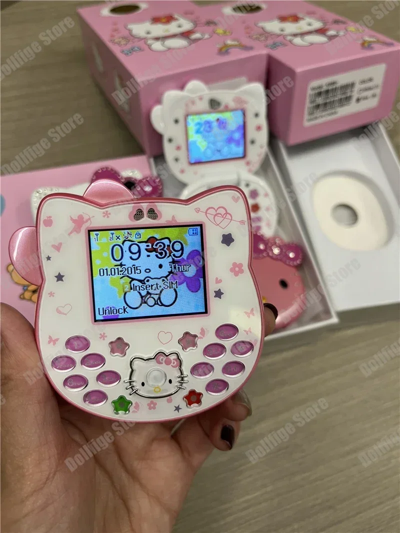 Новинка 2024 раскладной телефон San Liou Hello Kitty милый детский белый розовый