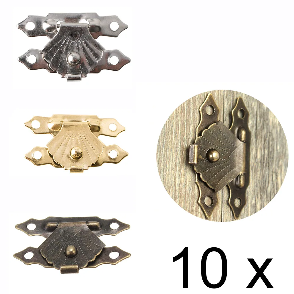

10Pcs Antique Bronze Iron Jewelry Box Padlock Hasps Latch Clasp Lock Wooden Gift Box Furniture Hardware Accessories