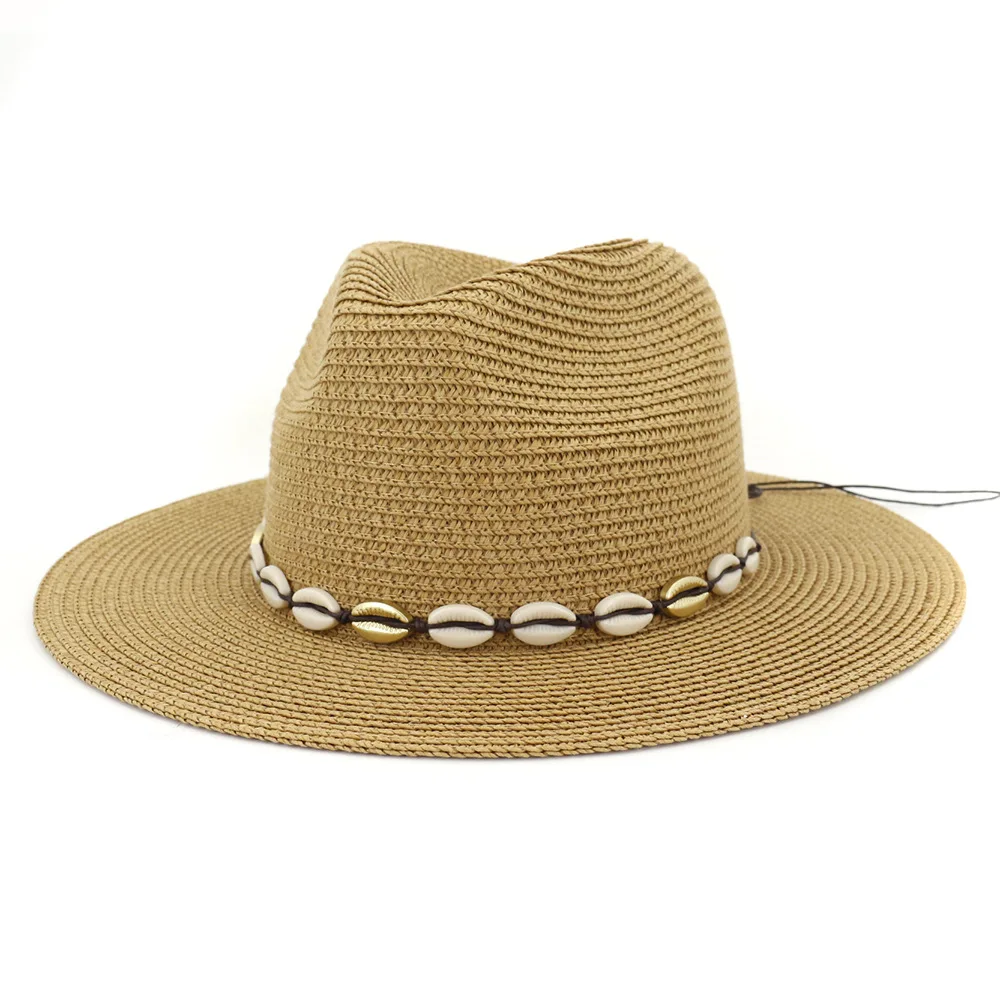 

Men's and Women's 60cm Straw Hat Outdoor Beach Sun Protection Jazz Panama Straw Hat with Belt Wide Brim Hat