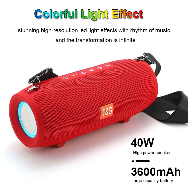 

LED Light Powerful 40W Portable Wireless Speakers Column Waterproof Boombox Subwoofer Colorful Sound box Bluetooth Loudspeaker