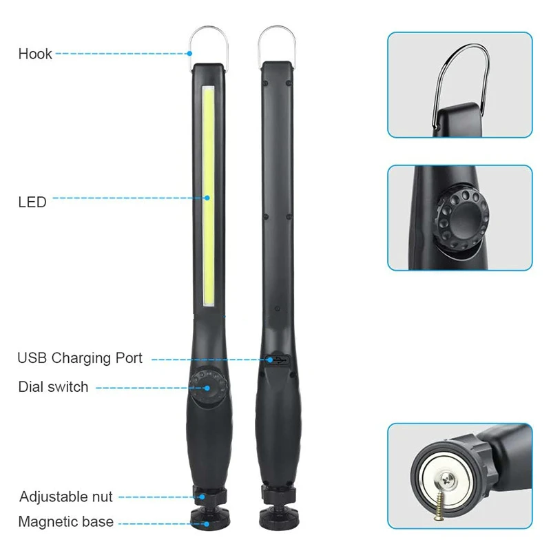 

Светодиодный рабочий светильник с USB-зарядкой, портативный магнитный беспроводной светсветильник льник для осмотра автомобиля, ремонта, до...