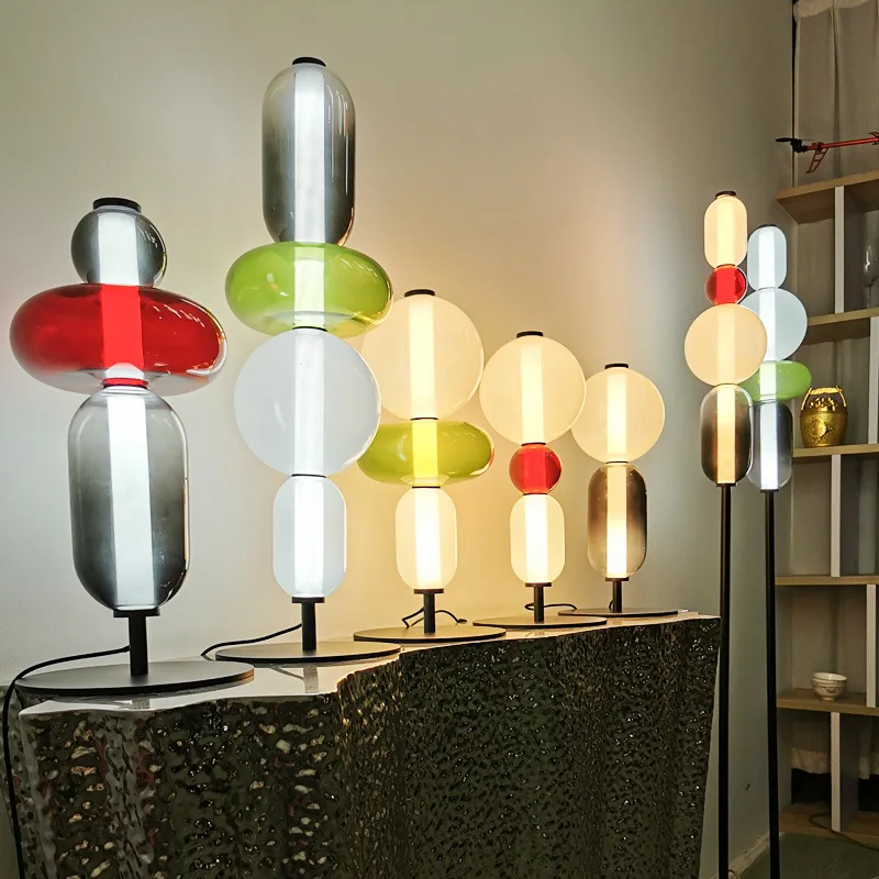 

Декор для гостиной, скандинавский стоячий светильник, цветной стеклянный напольный светильник, светодиодный настольный декор для спальни, кабинета