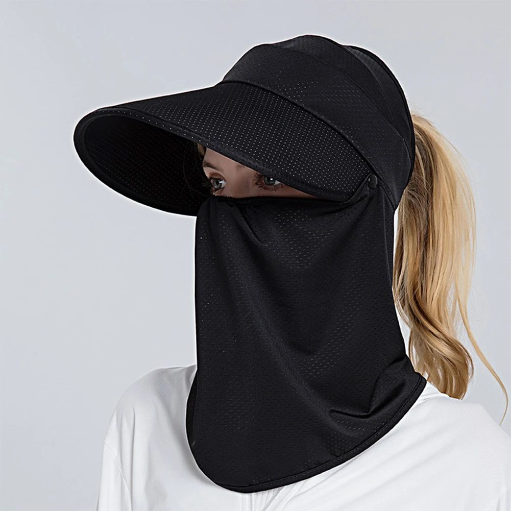 

Cap Sun Hat Anti-UV Anti-ultraviolet Beach Women Fashion Foldable Neck Face Outdoor Riding Ponytail Cap Sports