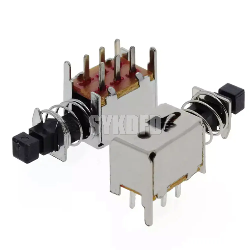 

10 шт./лот 6-контактный PS22F03 прямоугольный кнопочный переключатель PCB Блокировка DPDT двухполюсный самостоятельный/без блокировки A03 переключатели питания