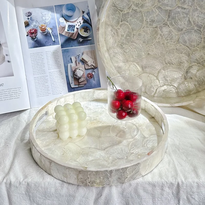 

Creative Shell Storage Tray Round Fruit Plate Jewelry Display Plate Desktop Cosmetic Sundries Organizer Home Living Room Decor