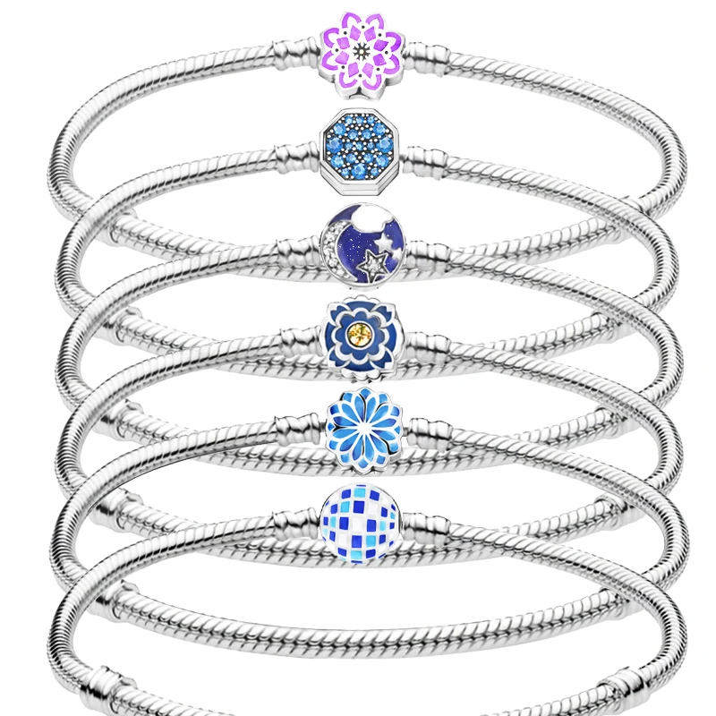 Оригинальный Женский браслет-змея Plata с серебряными вставками в виде сердца |