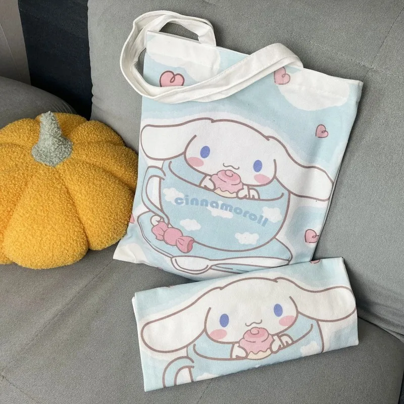 

New Cinnamoroll Cute Canvas Bag Simple Large Capacity Student Tutorial Bag Handbag Gift Students Kawaii Book Bags Nice Presents