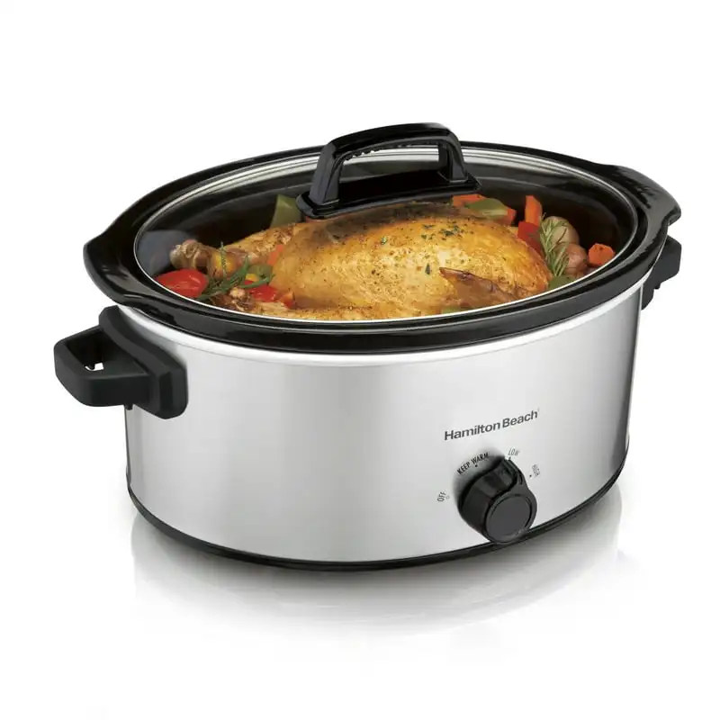 

Slow Cooker, Large Capacity, Serves 7+, 6 Quarts, Silver, 33665