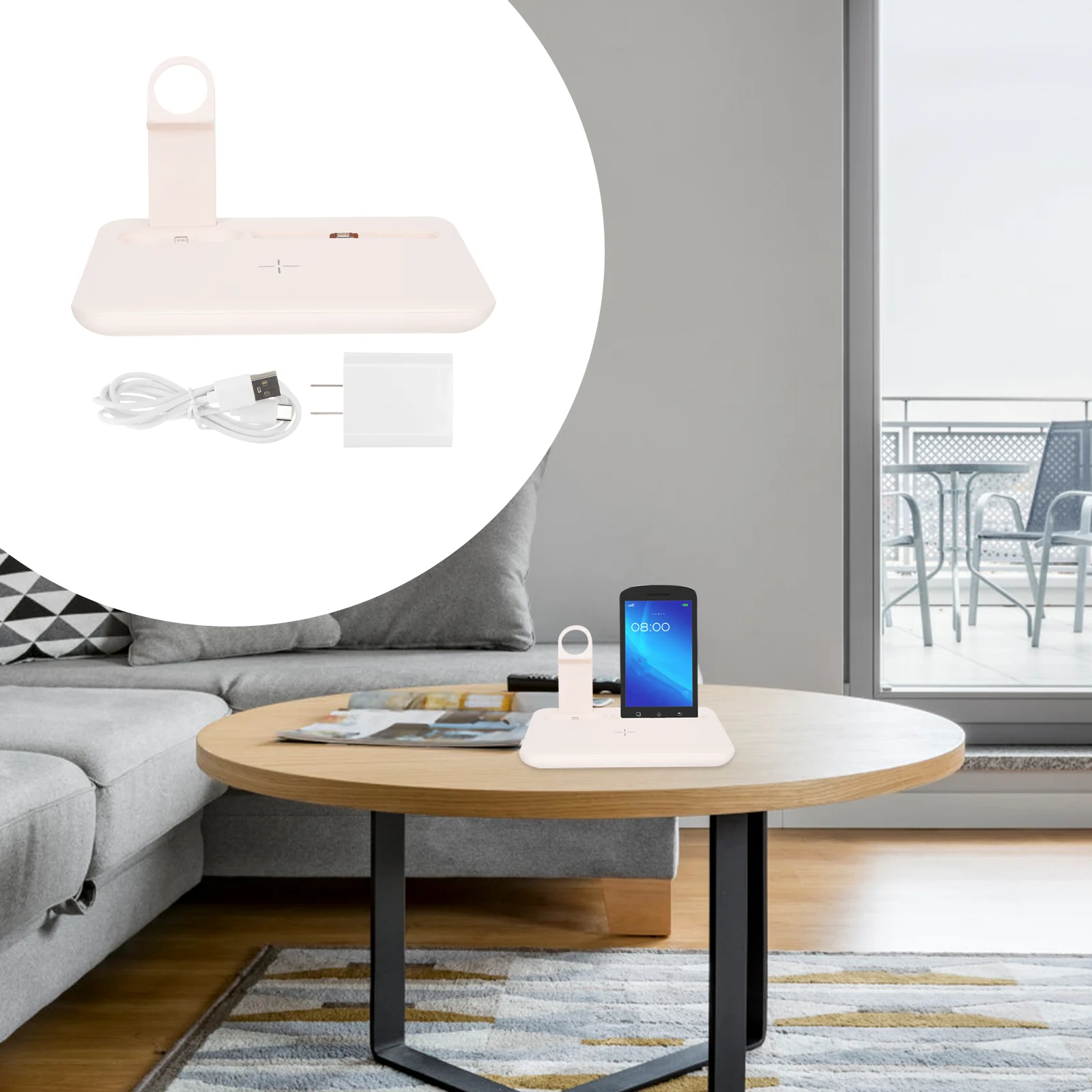 

1 Set Wireless Rack Mobile Phone Charging Shelf Watch Charge Tool Wireless Charger(US Plug)