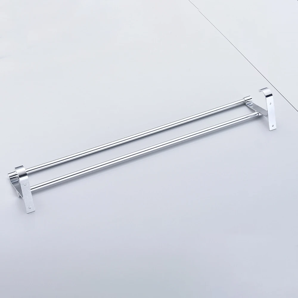towel hanger bars 40 60cm 2 pole punch free shower clothes hanging wall rack silver aluminum holder hook bathroom accessories free global shipping