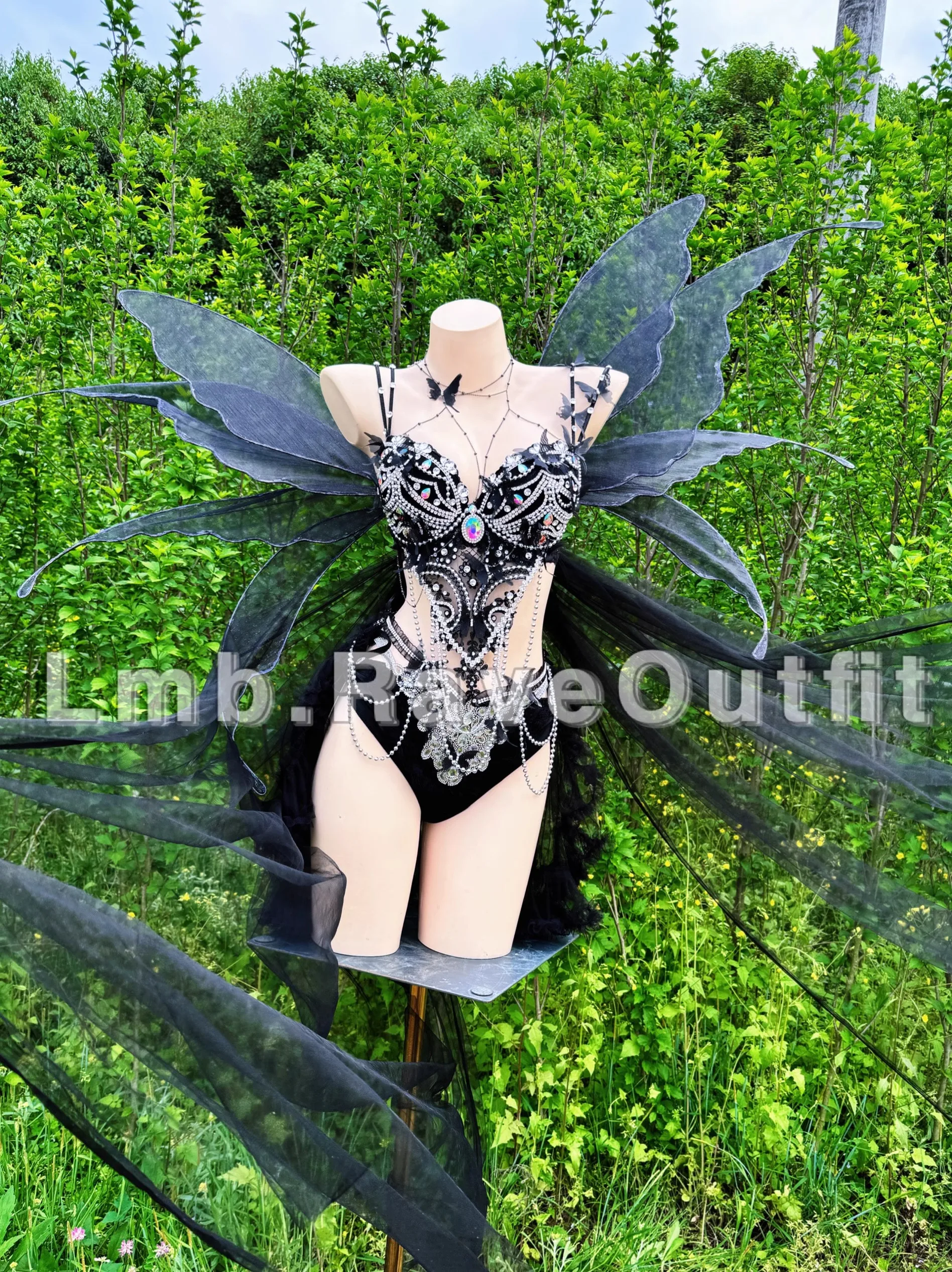 Сексуальная одежда для выступления женский черный блестящий бикини с