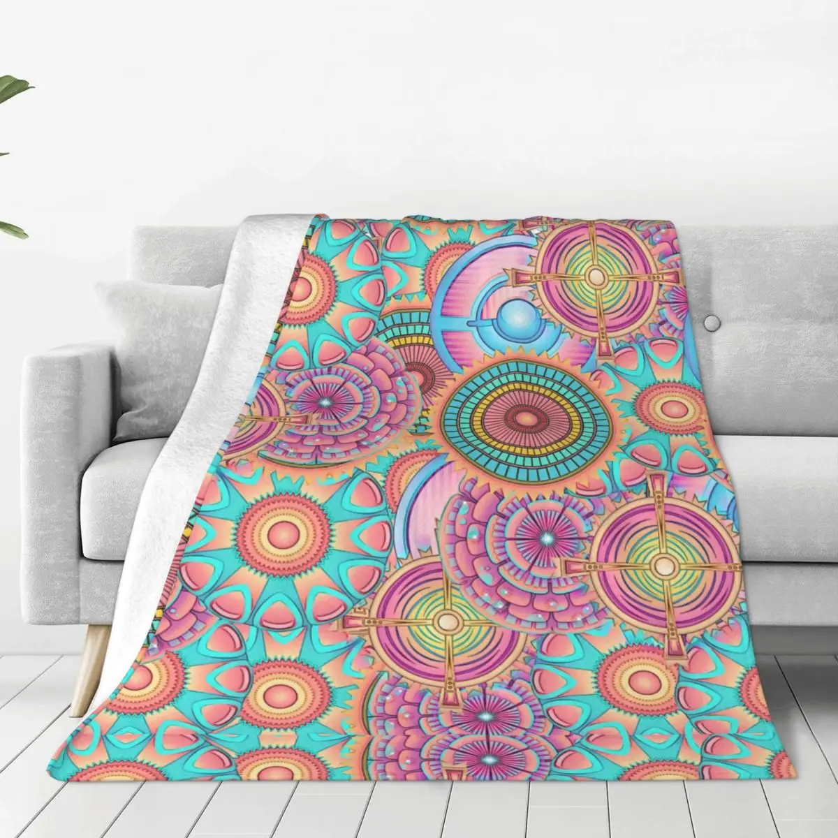 

Beautiful Mandala Warm Soft Blankets Abstract Floral Print Camping Bedding Throws Winter Design Flannel Bedspread Sofa Bed Cover