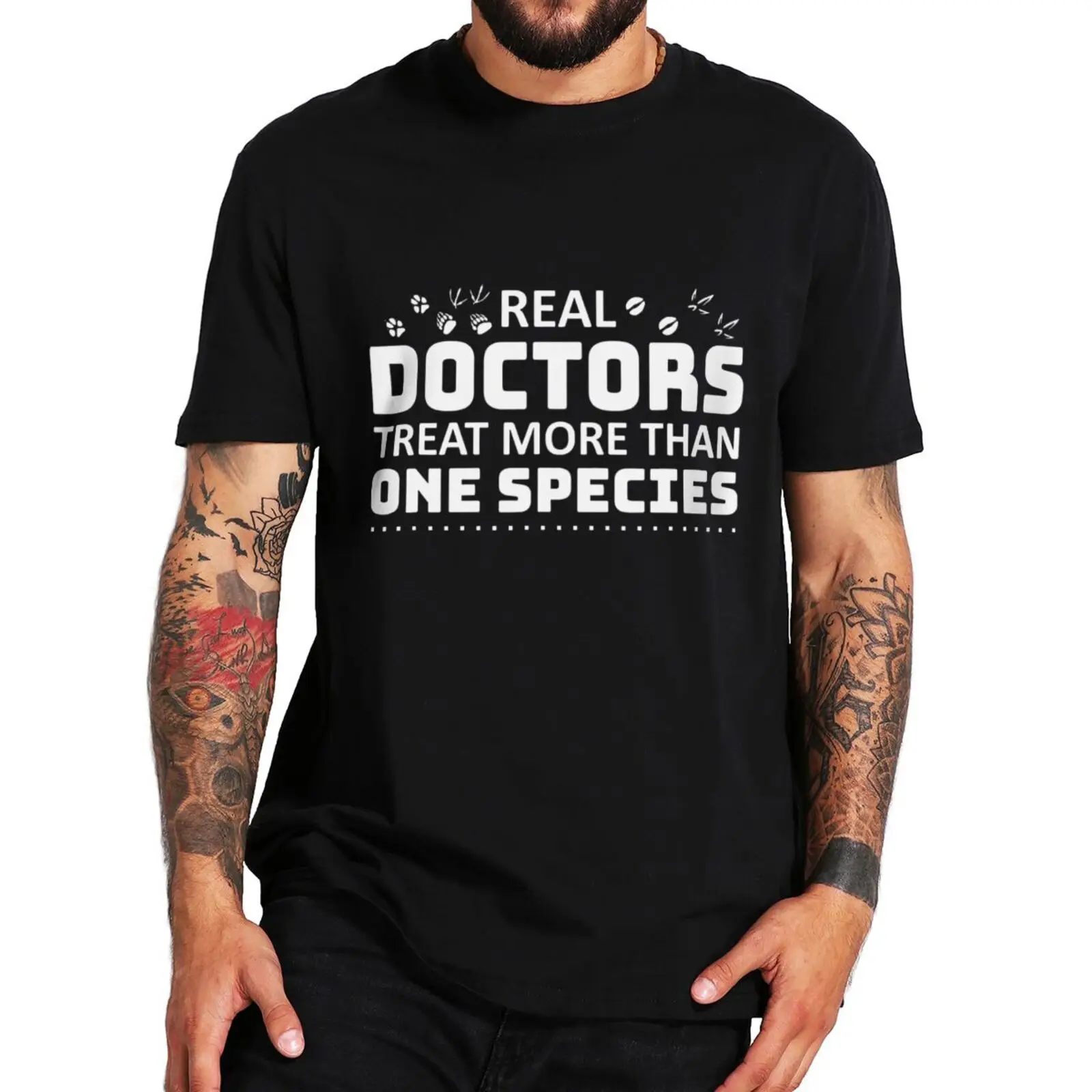 

Real Doctors Treat More Than One Species T Shirt Funny Saying Doctor Gift Short Sleeve Unisex Oversized Casual Cotton T-shirt