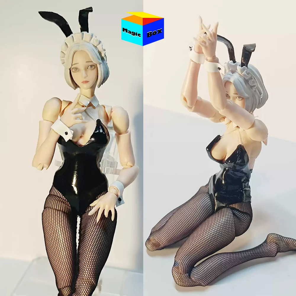 

1/12 Female Soldier Sexy Rabbit Girl Costume Patent Leather Swimsuit Stockings Rabbit Ear Hair Hoop Set For 6Inch Action Figure