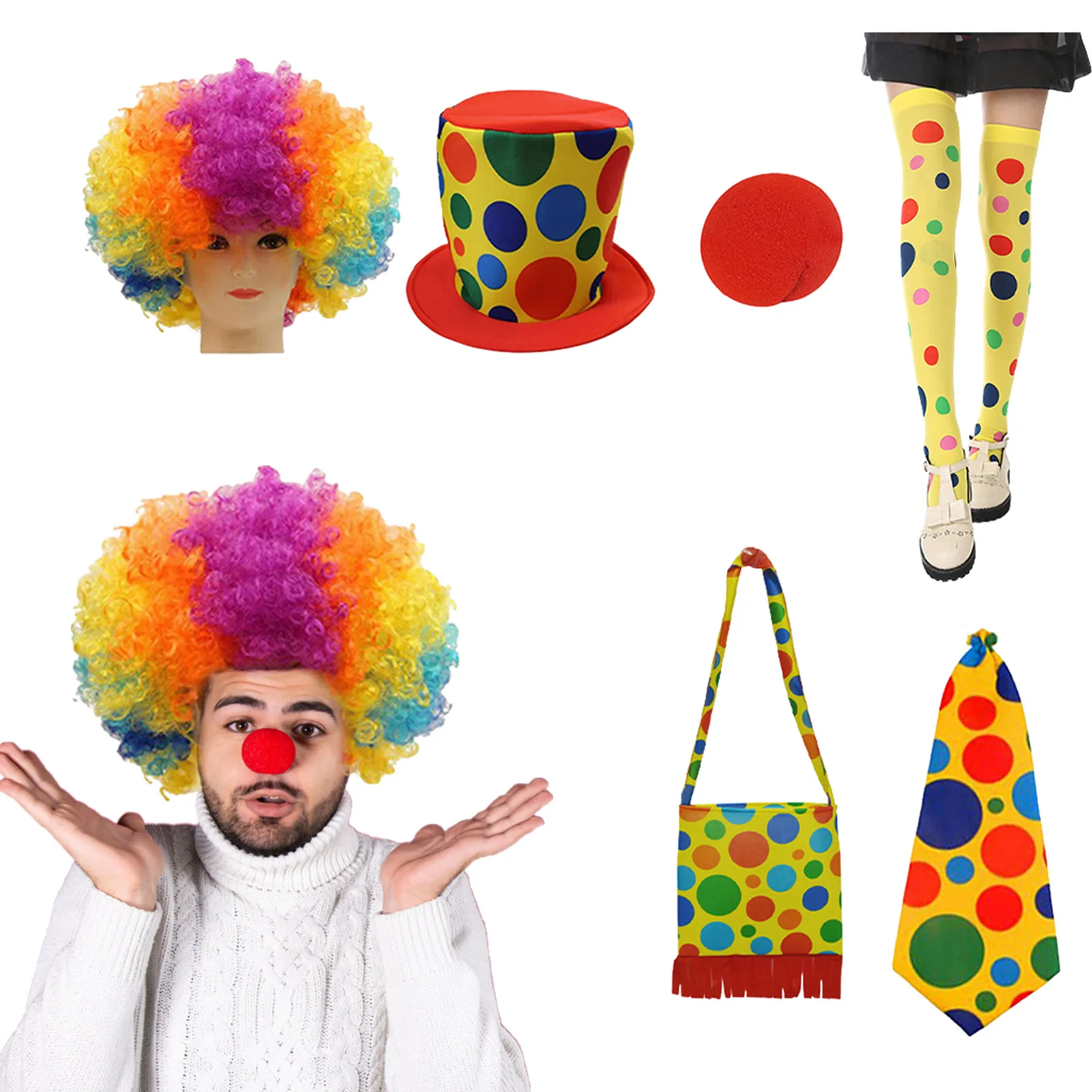 Костюм клоуна костюм на Хэллоуин красный нос клоуна/Топ в