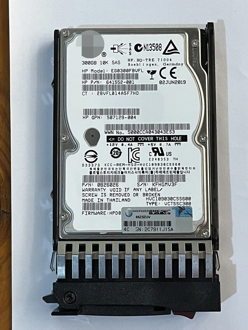 

FOR HP 507127-B21 507284-001 300GB 10 K SAS 2.5" HDD ENT - NEW BULK