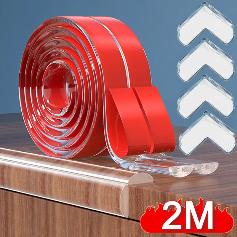 

1/2 м защита края стола, силиконовая защитная лента для детей, самоклеящаяся лента, устойчивая к столкновениям, защита для углов мебели для детей