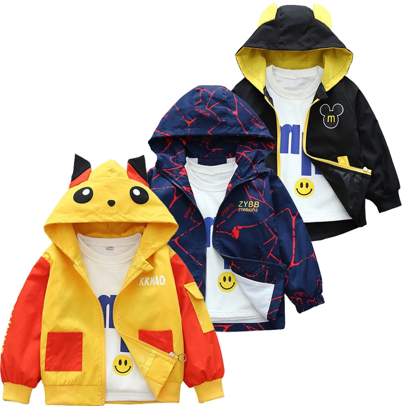 

2022 New Boys Spring and Autumn Jacket Children's pokemon Hooded Suit Jacket Male Baby Cartoon Children's Clothing 1-12 Years