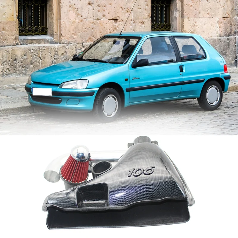 

Автомобильные системы воздухозаборника с высоким потоком, впускной воздушный фильтр для Peugeot 106, стиль из углеродного волокна