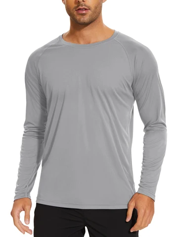 Мужская футболка с защитой от солнца TACVASEN, летняя футболка с длинным рукавом UPF 50 +, быстросохнущая дышащая футболка с УФ-защитой для пеших прогулок