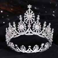 new bride small round crown gold full circle diamond luxury crown wedding headdress cross border baroque accessories