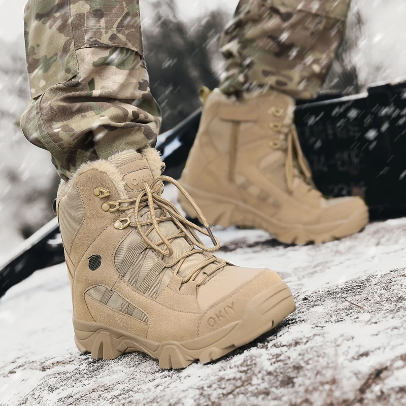 

Winter Warm Men Military Boot Combat Mens Ankle Boot Army Boot Male Shoes Work Safety Shoes Motocycle Boots Big Size
